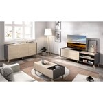 Ensemble meuble TV table basse buffet - Mélaminé - Style scandinave - chêne naturel et graphite