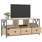 vidaXL Meuble TV chêne sonoma 102x33x45 cm bois d'ingénierie et fer