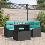 vidaXL Canapé de jardin 6 pièces avec coussins en poly rotin noir