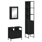 vidaXL Ensemble de meubles salle de bain 3 Pièces noir bois d'ingénierie
