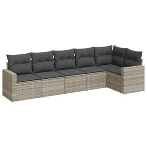 vidaXL Salon de jardin 6 Pièces avec coussins gris clair résine tressée