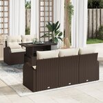 Ensemble de canapé de jardin 6 pièces avec coussins en rotin marron vidaXL