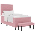 vidaXL Lit à Ressorts avec Matelas & Banc Rose 90x200 cm Velours
