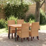 vidaXL Chaises à manger lot de 4 marron rotin naturel