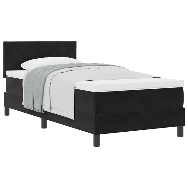 Lit à ressorts avec matelas vidaXL Noir 90x200 cm Velours