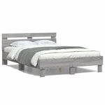 vidaXL Cadre de lit avec tête de lit sonoma gris 135x190 cm