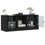 vidaXL Meuble TV avec portes en verre noir 102x37x42 cm
