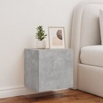 vidaXL Meuble TV mural avec lumières LED gris béton 40 5x35x40 cm