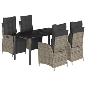 vidaXL Ensemble à manger de jardin 5 Pièces coussins gris résine tressée