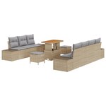 Ensemble de Canapé de Jardin vidaXL 10 Pièces avec Coussins Beige Rattan Acacia