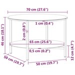 vidaXL Table à thé Noir et marbre noir 70 cm Verre trempé