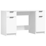vidaXL Bureau avec armoire latérale Blanc Bois d'ingénierie