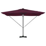 vidaXL Parasol déporté Roma de avec LEDs Bordeaux Rouge 286x285x270 cm Aluminium