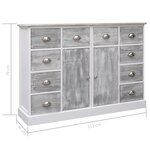vidaXL Buffet avec 10 tiroirs Gris 113x30x79 cm Bois