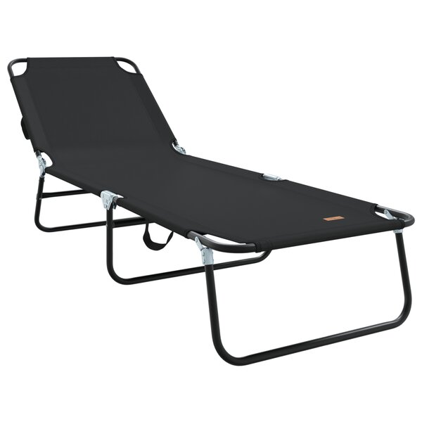 vidaXL Transat pliant Portable Noir en tissu Oxford 600D