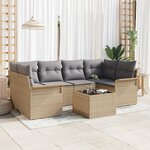 vidaXL Canapé de Jardin 7 Pièces avec Coussins Beige Poly Rattan