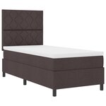 vidaXL Lit à ressorts avec matelas & LED Marron foncé 100x200 cm Tissu