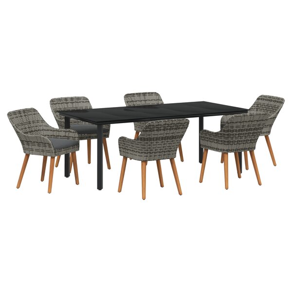 vidaXL Ensemble de salle à manger de jardin 7 pièces Rattan gris