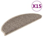 vidaXL Tapis d'escalier autocollants 15 Pièces 65x21x4 cm Beige foncé
