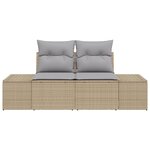 vidaXL Canapé de jardin 2 places avec coussins en poly rotin beige