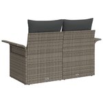 Canapé de jardin 2 places vidaXL avec coussins en polypropylène gris