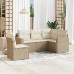 vidaXL Salon de jardin avec coussins 5 Pièces beige résine tressée