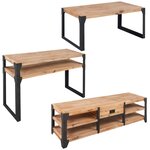 vidaXL Mobilier de salon 3 pièces Bois d'acacia massif