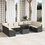 vidaXL Ensemble de canapé de jardin 11 pièces avec coussins Noir Poly Rattan