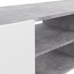 PILVI Meuble TV - Blanc et béton gris clair - L 180 x P 42 x H 37 cm