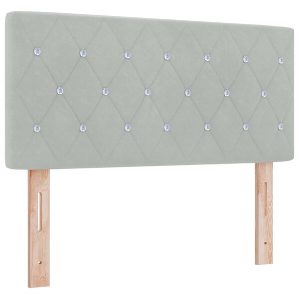 Tête de lit LED vidaXL à boutons en cristal tuftés en velours gris clair de 100 cm