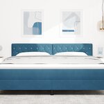 vidaXL Tête de Lit LED Bouton en Cristal Capitonnée Bleu Foncé 90 cm Velours