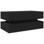 vidaXL Table basse avec lumières LED noir 90x50x40 cm