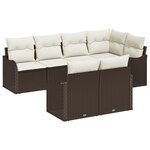 vidaXL Ensemble de canapé de jardin 7 pièces  coussins marron en poly rotin
