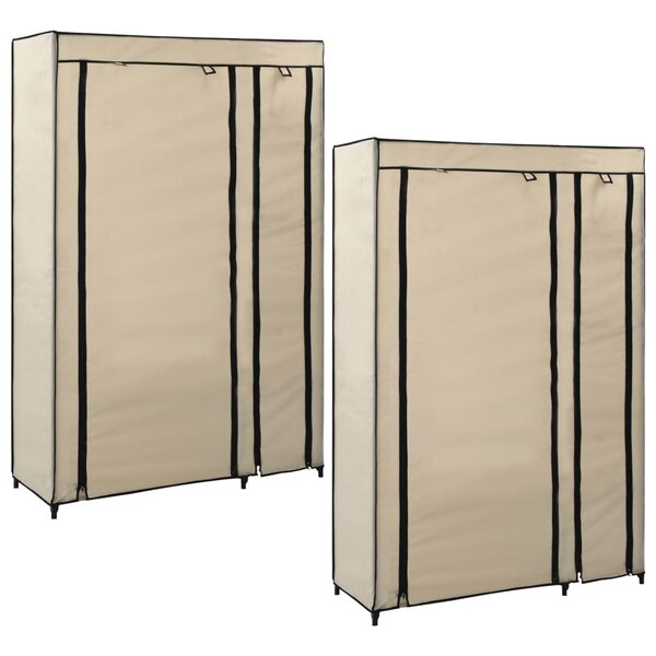 vidaXL Garde-robes pliables 2 Pièces Crème 110x45x175 cm Tissu