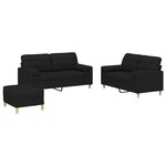 vidaXL Ensemble de canapés 3 Pièces avec coussins noir tissu