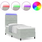 vidaXL Lit à ressorts avec matelas et lumière LED gris clair 90x190 cm en velours