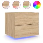 vidaXL Tables de chevet murales avec lumières LED 2 Pièces chêne sonoma