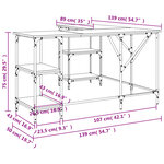 Bureau table poste de travail meuble d'ordinateur informatique étude 139 x 139 x 75 cm bois d'ingénierie noir 02_0023902