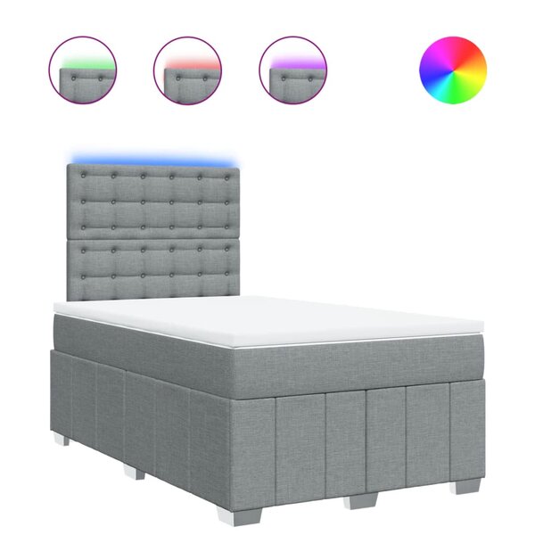 vidaXL Sommier à lattes de lit avec matelas Gris clair 120x200cm Tissu