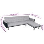 vidaXL Canapé-lit en forme de L tissu noir et gris