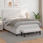 vidaXL Sommier à lattes de lit avec matelas Blanc 140x200cm Similicuir