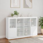 vidaXL Buffets avec lumières LED 3 Pièces blanc bois d'ingénierie
