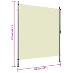 vidaXL Store roulant d'extérieur 200 x 270 cm Crème