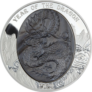 Monnaie en argent 25 dollars g 155.5 (5 oz) millésime 2024 lunar mother pearl dragon