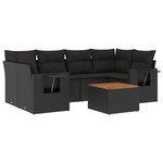 vidaXL Salon de jardin 7 Pièces avec coussins noir résine tressée