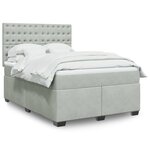 vidaXL Sommier à lattes de lit et matelas Gris clair 140x190cm Velours