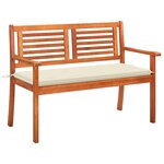 vidaXL Banc de jardin 2 places avec coussin 120 cm Bois d'eucalyptus