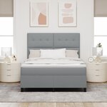 vidaXL Lit à ressorts avec matelas et LED gris clair 140x200 cm en tissu