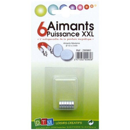 Aimant Ø 10 mm puissance XXL 6 pièces