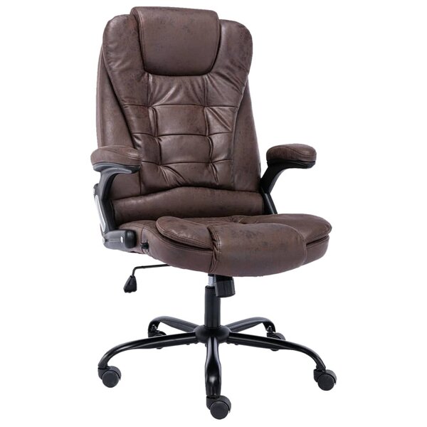 Chaise fauteuil siège de bureau informatique étude foncé similicuir daim brun 02_0024030